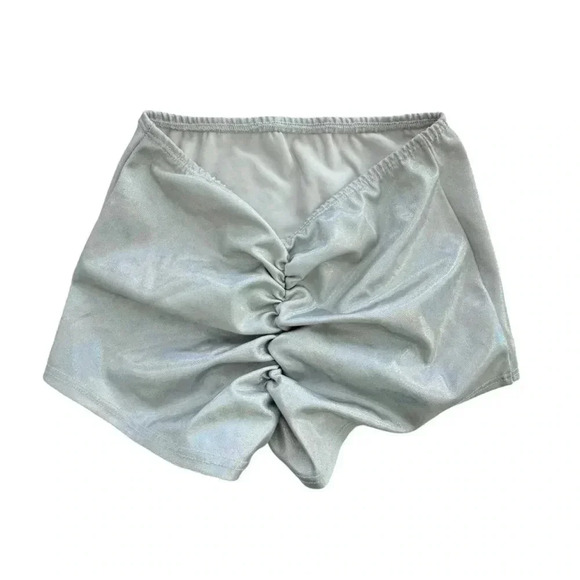 Scrunch High Waisted Festival Booty Shorts Opal Holographic Rave Party - Picture 2 of 5